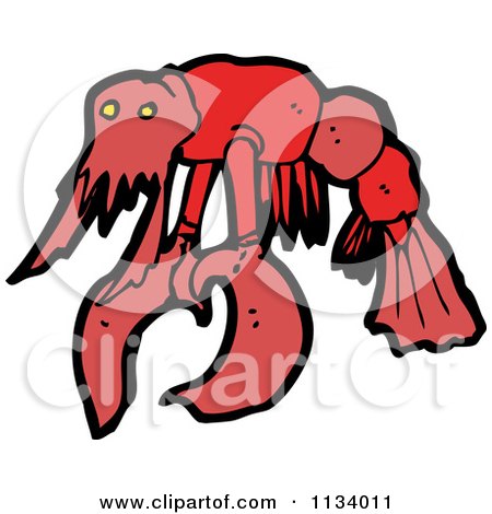 Cartoon Of A Red Lobster 1 - Royalty Free Vector Clipart by lineartestpilot