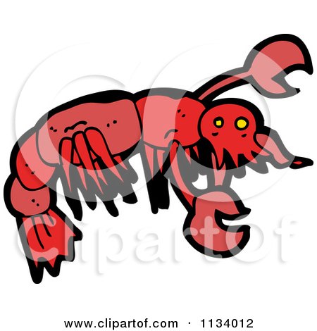 Cartoon Of A Red Lobster 2 - Royalty Free Vector Clipart by lineartestpilot