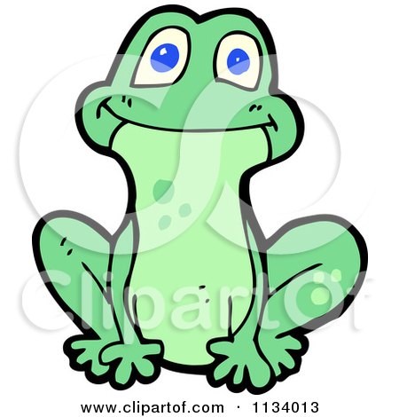 Cartoon Of A Cute Frog - Royalty Free Vector Clipart by lineartestpilot