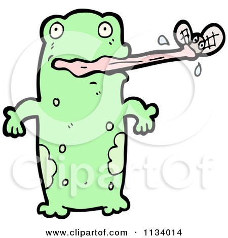 Cartoon Of A Green Frog - Royalty Free Vector Clipart by lineartestpilot