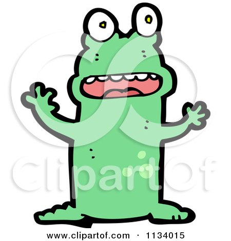 Cartoon Of A Green Frog - Royalty Free Vector Clipart by lineartestpilot