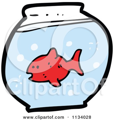Cartoon Of A Red Fish In A Bowl - Royalty Free Vector Clipart by lineartestpilot