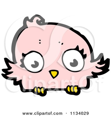 Cartoon Of A Pink Chick - Royalty Free Vector Clipart by lineartestpilot
