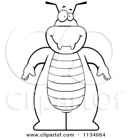 Cartoon Clipart Of An Outlined Bug - Black And White Vector Coloring Page by Cory Thoman