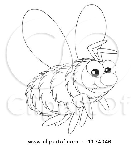 Cartoon Of A Cute Outlined Bee - Royalty Free Clipart by Alex Bannykh