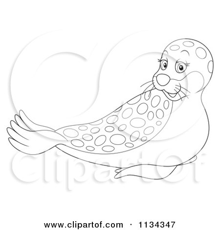 Cartoon Of A Cute Seal - Royalty Free Clipart by Alex Bannykh