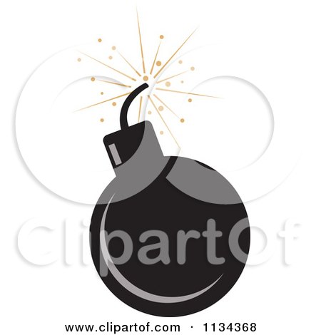 Clipart Of A Black Bomb And Lit Fuse - Royalty Free Vector Illustration by YUHAIZAN YUNUS