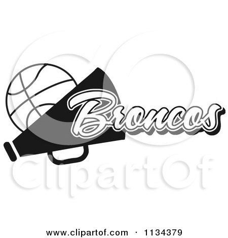 Clipart Of A Black And White Broncos Basketball Cheerleader Design - Royalty Free Vector Illustration by Johnny Sajem