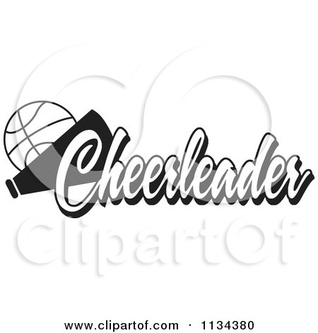 Clipart Of A Black And White Basketball Cheerleader Design - Royalty Free Vector Illustration by Johnny Sajem