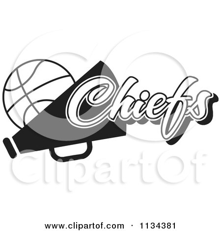 Clipart Of A Black And White Chiefs Basketball Cheerleader Design - Royalty Free Vector Illustration by Johnny Sajem