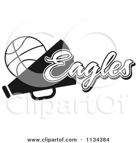Clipart Of A Black And White Eagles Basketball Cheerleader Design - Royalty Free Vector Illustration by Johnny Sajem