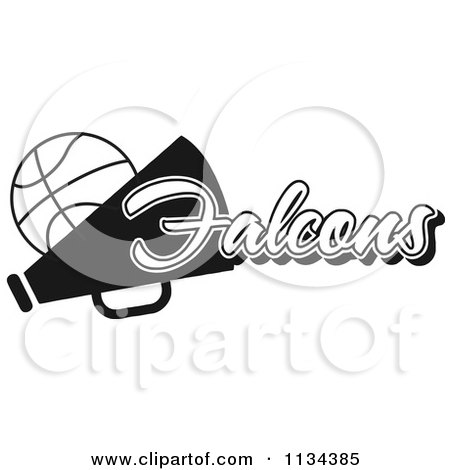 Clipart Of A Black And White Falcons Basketball Cheerleader Design - Royalty Free Vector Illustration by Johnny Sajem
