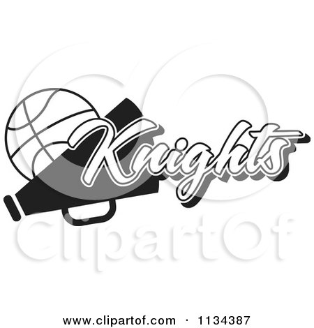Clipart Of A Black And White Knights Basketball Cheerleader Design - Royalty Free Vector Illustration by Johnny Sajem