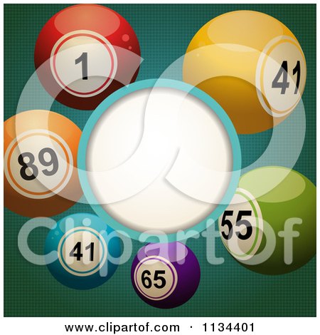 Clipart Of 3d Bingo Or Lotter Balls Around A Circle Frame - Royalty Free Vector Illustration by elaineitalia