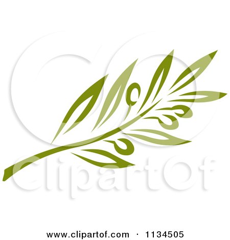Clipart Of A Green Olive Branch 1 - Royalty Free Vector Illustration by Vector Tradition SM