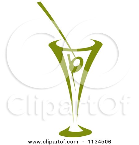 Clipart Of A Martini And Olive - Royalty Free Vector Illustration by Vector Tradition SM
