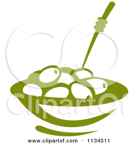 Clipart Of A Bowl Of Green Olives - Royalty Free Vector Illustration by Vector Tradition SM