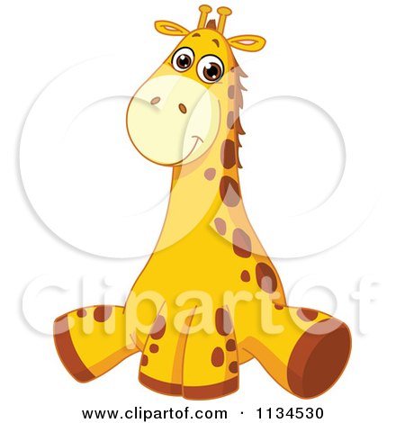 Cartoon Of A Cute Giraffe Sitting - Royalty Free Vector Clipart by yayayoyo