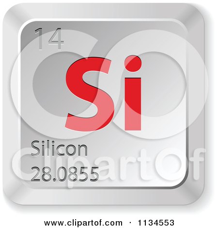 Clipart Of 3d Red And Silver Silicon Element Keyboard Button - Royalty Free Vector Illustration by Andrei Marincas