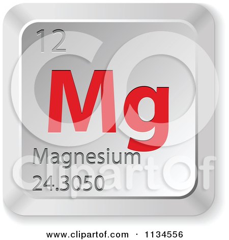 Clipart Of 3d Red And Silver Magnesium Element Keyboard Button - Royalty Free Vector Illustration by Andrei Marincas