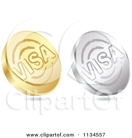Clipart Of 3d Gold And Silver Visa Coin Icons - Royalty Free Vector Illustration by Andrei Marincas