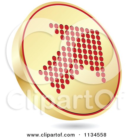 Clipart Of A Gold Icon With A Red Arrow - Royalty Free Vector Illustration by Andrei Marincas
