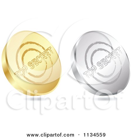 Clipart Of 3d Gold And Silver Top Secret Coin Icons - Royalty Free Vector Illustration by Andrei Marincas