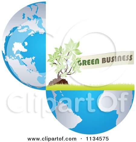 Clipart Of A Green Business Plant In A Globe - Royalty Free Vector Illustration by Andrei Marincas