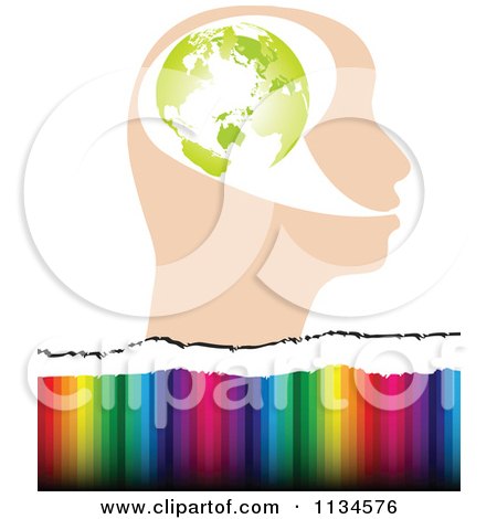 Clipart Of A Globe Head Over Colors - Royalty Free Vector Illustration by Andrei Marincas