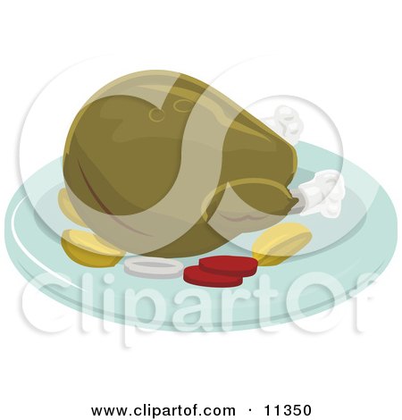 Thanksgiving or Christmas Turkey on a Platter for a Meal Clipart Illustration by AtStockIllustration
