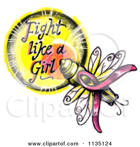 Clipart Of A Lightning Bug And Fight Like A Girl Breast Cancer Circle. - Royalty Free Illustration by LoopyLand