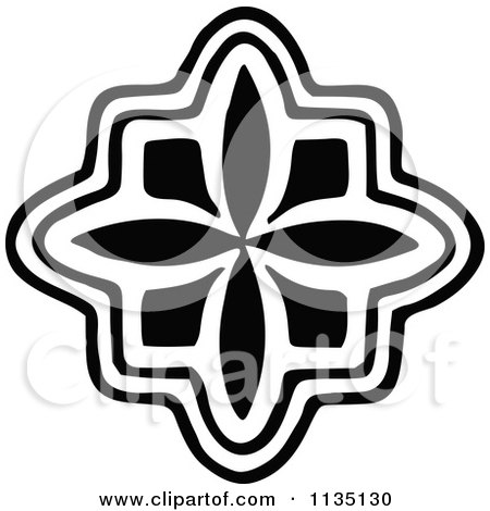 Clipart Of A Retro Vintage Black And White Snowflake Design 1 - Royalty Free Vector Illustration by Prawny Vintage