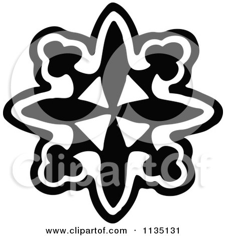 Clipart Of A Retro Vintage Black And White Snowflake Design 2 - Royalty Free Vector Illustration by Prawny Vintage