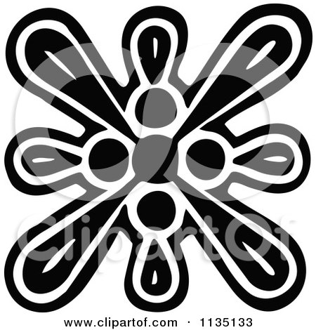 Clipart Of A Retro Vintage Black And White Snowflake Design 3 - Royalty Free Vector Illustration by Prawny Vintage