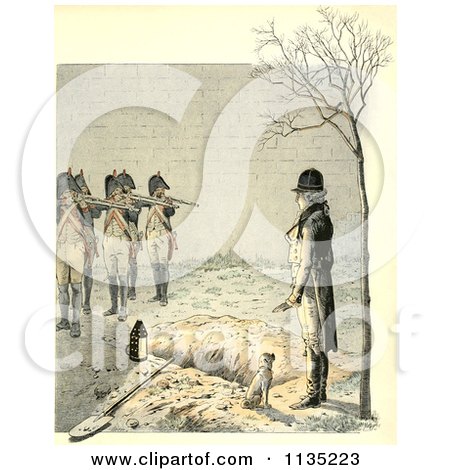 Clipart Of A Man Over A Grave And Firing Squad Ready - Royalty Free Illustration by Prawny Vintage