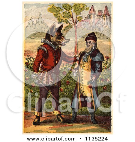 Clipart Of The Merchant And The Beast - Royalty Free Illustration by Prawny Vintage