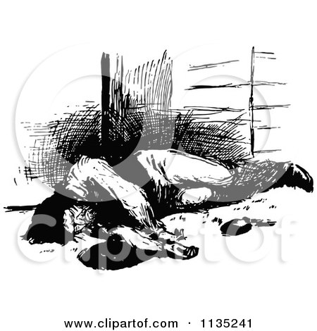 Clipart Of A Retro Vintage Black And White Injured Man - Royalty Free Vector Illustration by Prawny Vintage