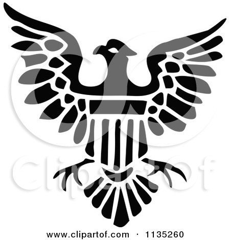 Clipart Of A Retro Vintage Black And White Shield Eagle Icon - Royalty Free Vector Illustration by Prawny Vintage