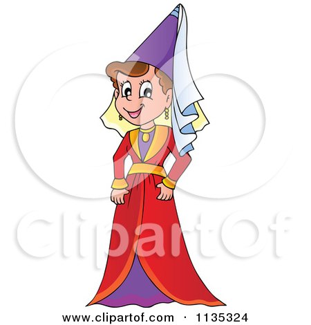 Cartoon Of A Medieval Queen - Royalty Free Vector Clipart by visekart