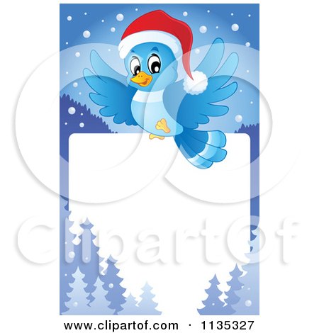 Cartoon Of A Christmas Bluebird Border - Royalty Free Vector Clipart by visekart