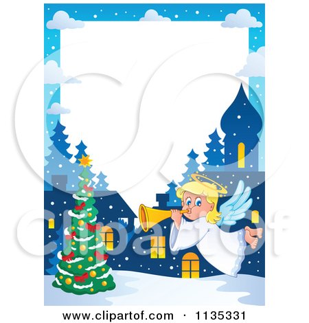 Cartoon Of A Christmas Angel Border 2 - Royalty Free Vector Clipart by visekart