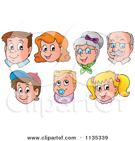 Cartoon Of Happy Family Faces - Royalty Free Vector Clipart by visekart