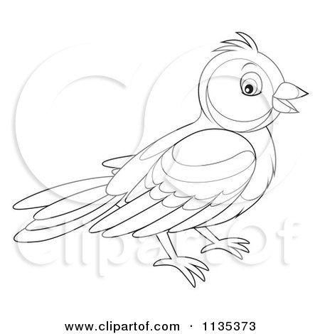 Cartoon Of An Outlined Bird - Royalty Free Vector Clipart by Alex Bannykh