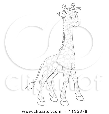Cartoon Of A Cute Outlined Giraffe - Royalty Free Vector Clipart by Alex Bannykh