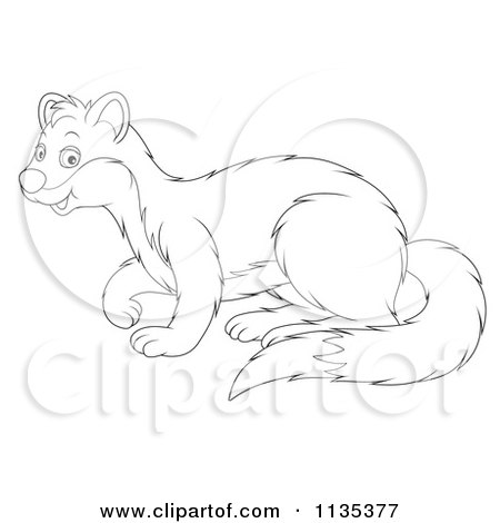 Cartoon Of A Cute Outlined Weasel - Royalty Free Vector Clipart by Alex Bannykh