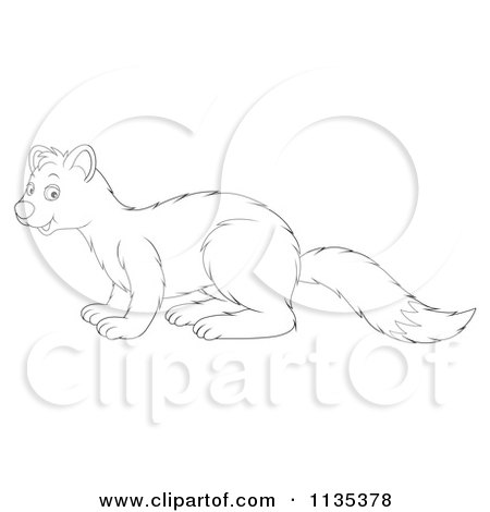 Cartoon Of A Cute Outlined Weasel 2 - Royalty Free Vector Clipart by Alex Bannykh