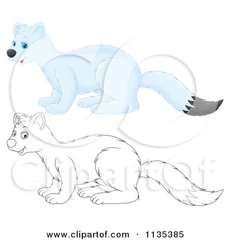 Cartoon Of A Cute Outlined And Colored Weasel 2 - Royalty Free Vector Clipart by Alex Bannykh
