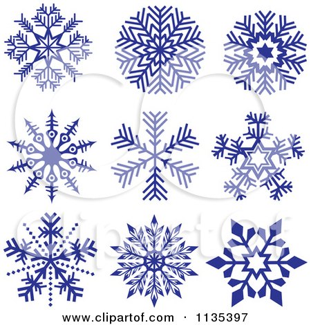 Clipart Of Dark Blue Snowflakes - Royalty Free Vector Illustration by dero