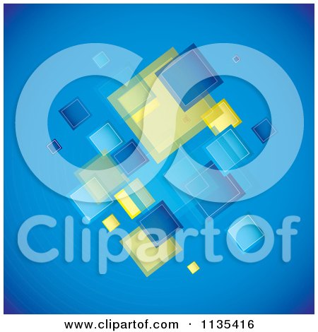 Clipart Of A Blue Background With Squares - Royalty Free Vector Illustration by michaeltravers