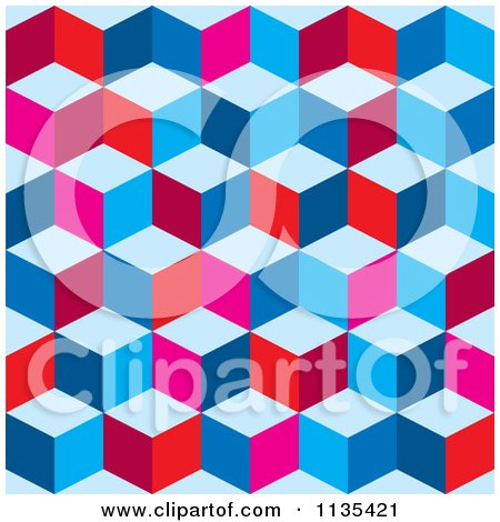 Clipart Of A Tricolor Optical Cube Background - Royalty Free Vector Illustration by michaeltravers